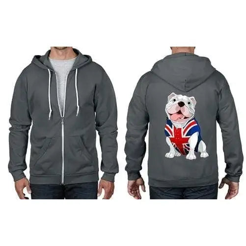 British Bulldog Union Jack Full Zip Hoodie S / Charcoal