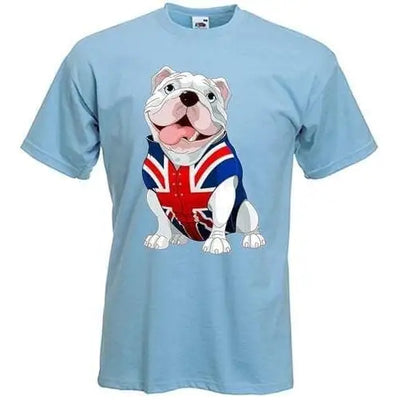 British Bulldog Union Jack Waistcoat Mens T-Shirt XL / Light Blue