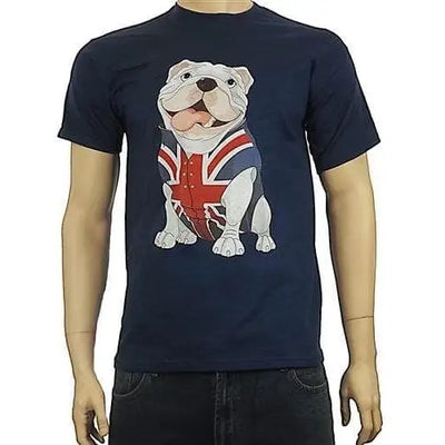 British Bulldog Union Jack Waistcoat Mens T-Shirt XL / Navy Blue