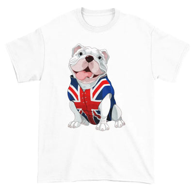 British Bulldog Union Jack Waistcoat Mens T-Shirt XL / White