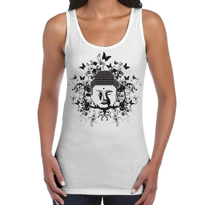 Buddha Butterflies Buddhist Women's Tank Vest Top L / White