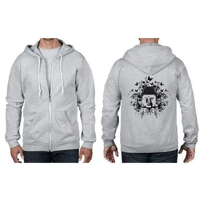 Buddha Butterflies Full Zip Hoodie XL / Heather Grey