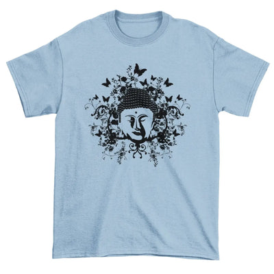 Buddha Butterflies T-Shirt - L / Light Blue - Mens T-Shirt