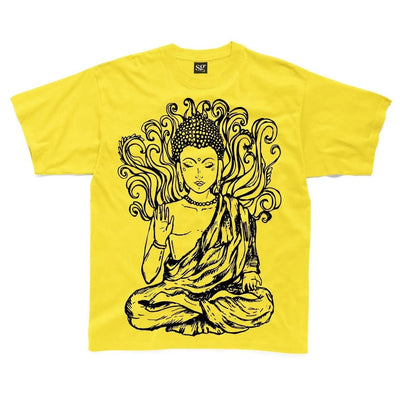 Buddha Design Large Print Kids Children's T-Shirt 5-6 / Yellow