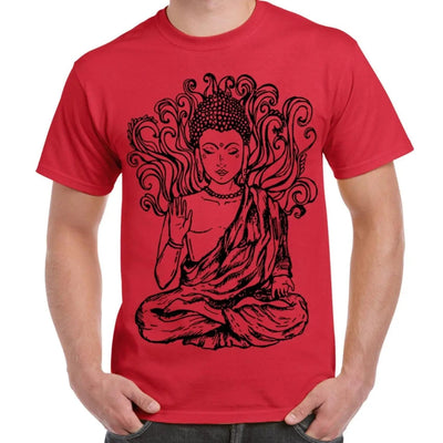 Buddha Design Large Print Men's T-Shirt XL / Red