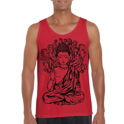 Buddha Design Large Print Men's Vest Tank Top XL / Red