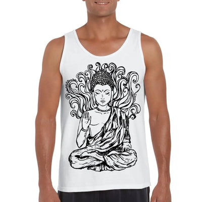 Buddha Design Large Print Men's Vest Tank Top XL / White