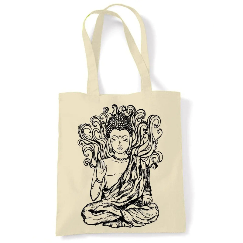 Buddha Design Large Print Tote Shoulder Shopping Bag