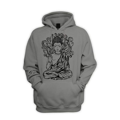 Buddha Design Men's Pouch Pocket Hoodie Hooded Sweatshirt XXL / Charcoal Grey