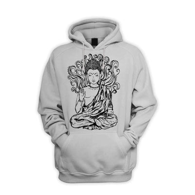 Buddha Design Men's Pouch Pocket Hoodie Hooded Sweatshirt XXL / Light Grey