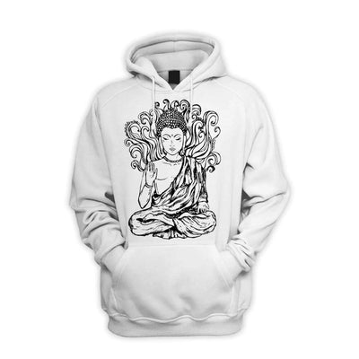 Buddha Design Men's Pouch Pocket Hoodie Hooded Sweatshirt XXL / White