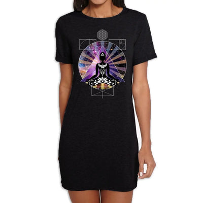 Buddha Psychedelic Trip Women's T-Shirt Dress L