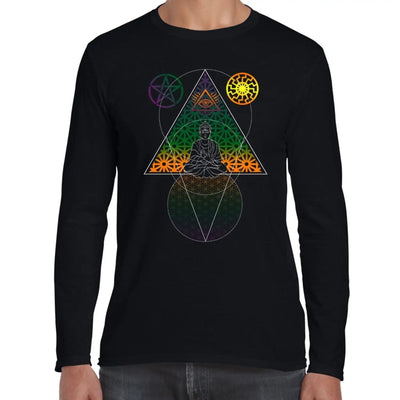 Buddha Third Eye Psychedelic Hipster Long Sleeve T-Shirt L