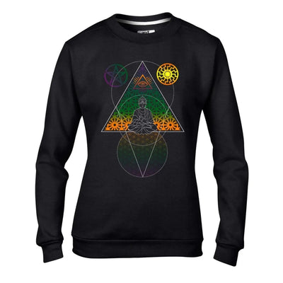 Buddha Third Eye Psychedelic Hipster Women's Sweatshirt Jumper S