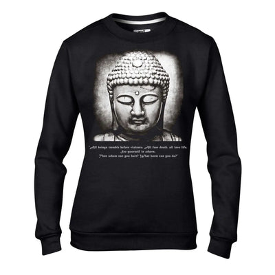 Buddha Vegetarian Quote Women's Sweatshirt Jumper S / Black