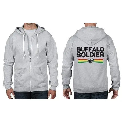 Buffalo Soldier Reggae Full Zip Hoodie XL / Heather Grey