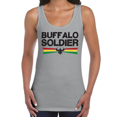 Buffalo Soldier Reggae Women's Tank Vest Top S / Light Grey
