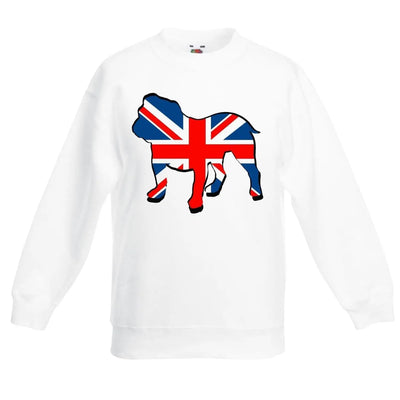 Bulldog Union Jack Children's Toddler Kids Sweatshirt Jumper 9-11 / White