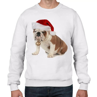 Bulldog With Santa Claus Hat Christmas Men's Jumper \ Sweater S