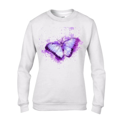 Butterfly Drawing Purple Women's Sweatshirt Jumper XXL / White