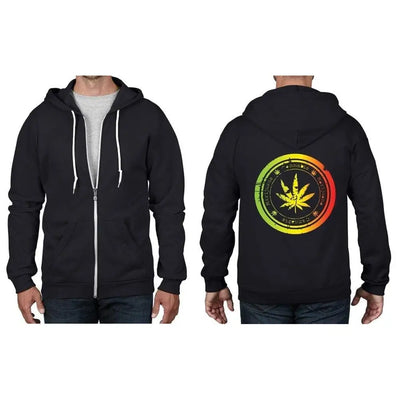 Cannabis Leaf Rasta Colours Full Zip Hoodie