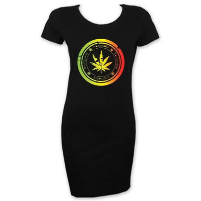 Cannabis Leaf Short Sleeve T-Shirt Dress
