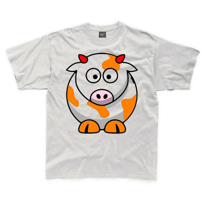 Cartoon Cow Farm Yard Animal Children's Unisex T Shirt 3-4 / White