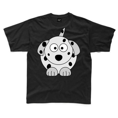Cartoon Dalmation Dog Children's Unisex T Shirt 5-6 / Black