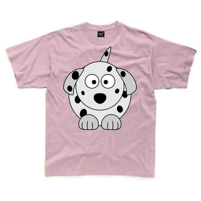 Cartoon Dalmation Dog Children's Unisex T Shirt 7-8 / Light Pink