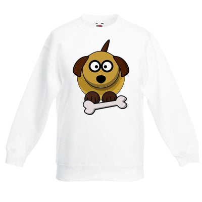 Cartoon Dog Cute Animals Children's Toddler Kids Sweatshirt Jumper 12-13 / White