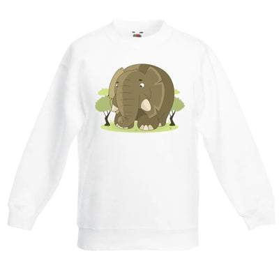 Cartoon Elephant Cute Animals Children's Toddler Kids Sweatshirt Jumper 12-13 / White
