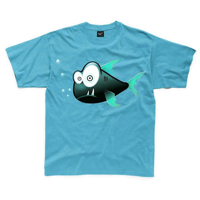 Cartoon Fish Children's Unisex T Shirt 3-4 / Sapphire Blue