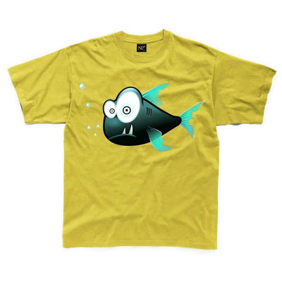 Cartoon Fish Children's Unisex T Shirt 3-4 / Yellow