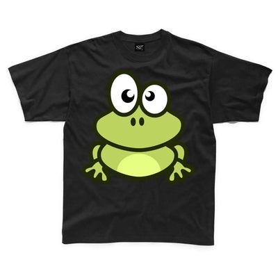 Cartoon Frog Children's Unisex T Shirt 11-12 / Black