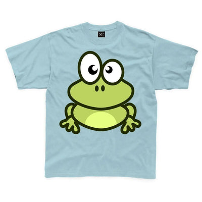 Cartoon Frog Children's Unisex T Shirt 11-12 / Light Blue