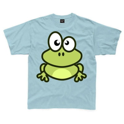 Cartoon Frog Children's Unisex T Shirt 11-12 / Light Blue