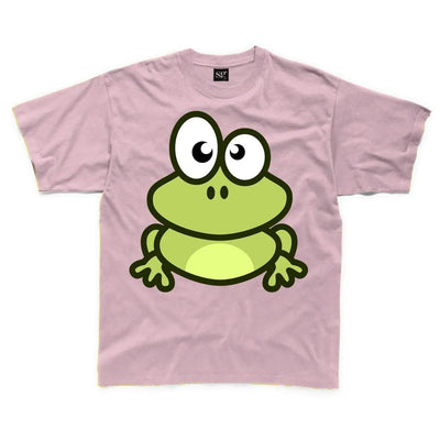 Cartoon Frog Children's Unisex T Shirt 11-12 / Light Pink