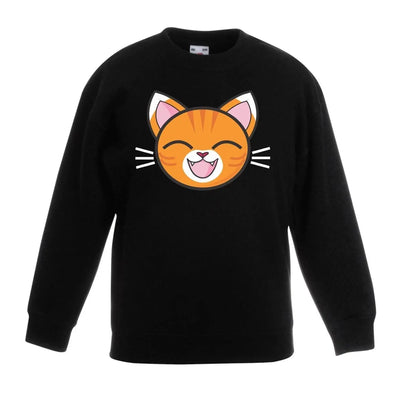 Cartoon Ginger Tabby Cat Cute Animals Children's Toddler Kids Sweatshirt Jumper 3-4 / Black