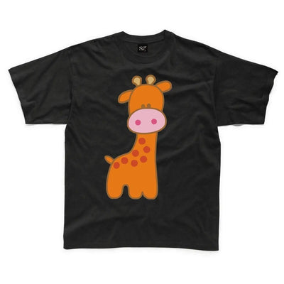 Cartoon Giraffe Children's Unisex T Shirt 9-10 / Black