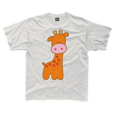 Cartoon Giraffe Children's Unisex T Shirt 9-10 / White