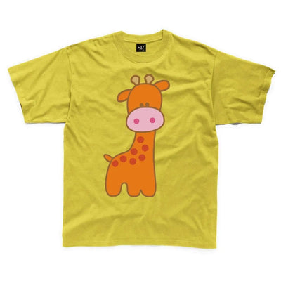 Cartoon Giraffe Children's Unisex T Shirt 9-10 / Yellow