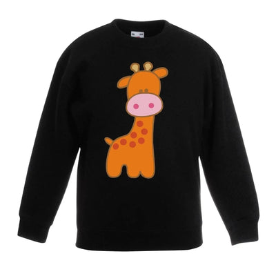 Cartoon Giraffe Cute Animals Children's Toddler Kids Sweatshirt Jumper 14-15 / Black