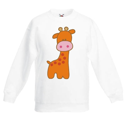 Cartoon Giraffe Cute Animals Children's Toddler Kids Sweatshirt Jumper 14-15 / White
