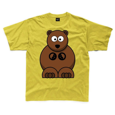 Cartoon Grizzly Bear Children's Unisex T Shirt 5-6 / Yellow