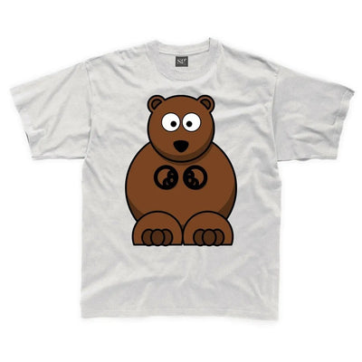 Cartoon Grizzly Bear Children's Unisex T Shirt 5-6 / White