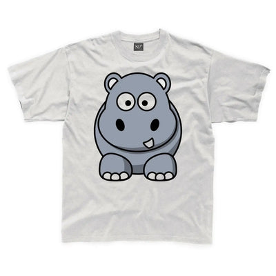 Cartoon Hippopotamus Children's Unisex T Shirt 3-4 / White