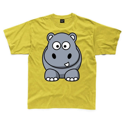 Cartoon Hippopotamus Children's Unisex T Shirt 3-4 / Yellow