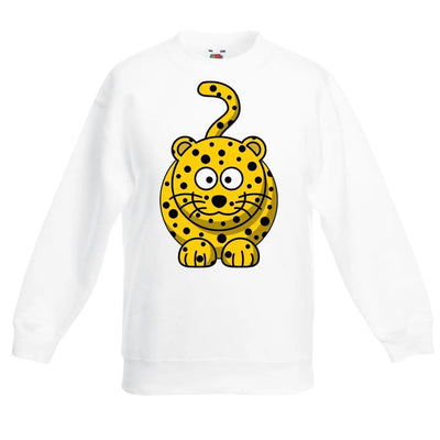 Cartoon Leopard Cute Animals Children's Toddler Kids Sweatshirt Jumper 12-13 / White