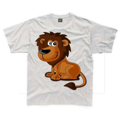 Cartoon Lion Children's Unisex T Shirt 7-8 / White