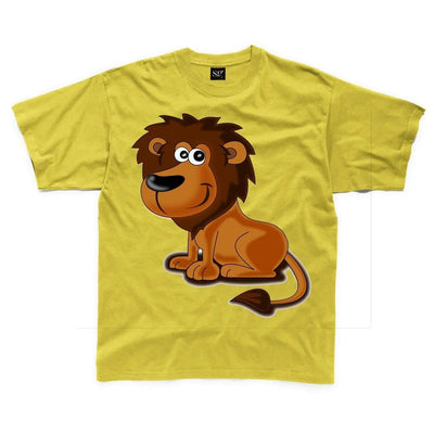 Cartoon Lion Children's Unisex T Shirt 7-8 / Yellow